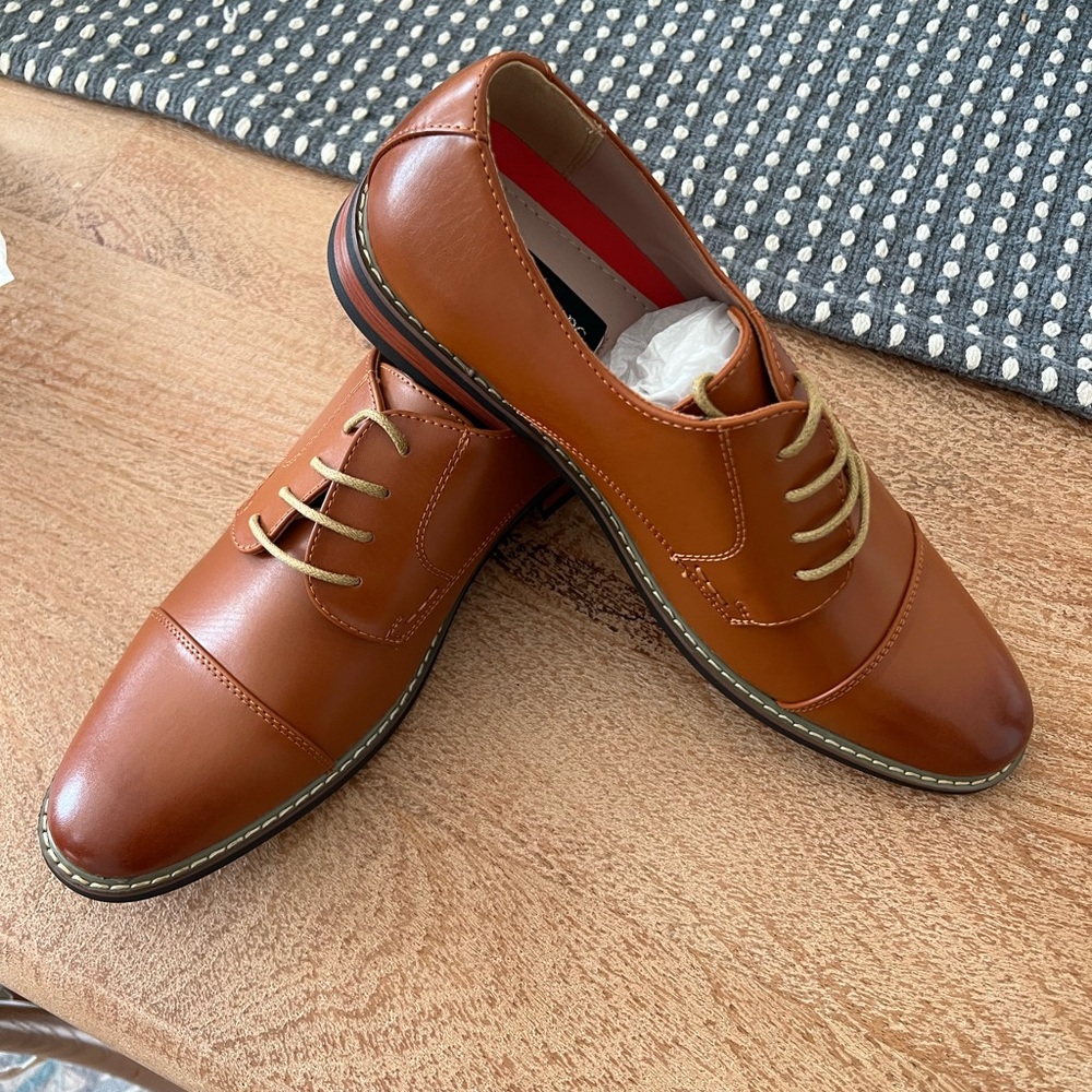 Bruno Marc Tan Leather Men's Oxfords - Size 11
